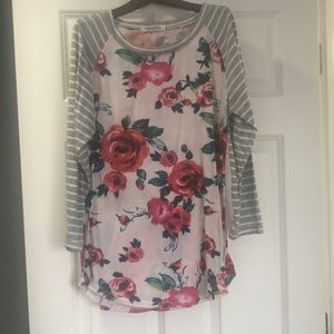 Floral and stripe henley